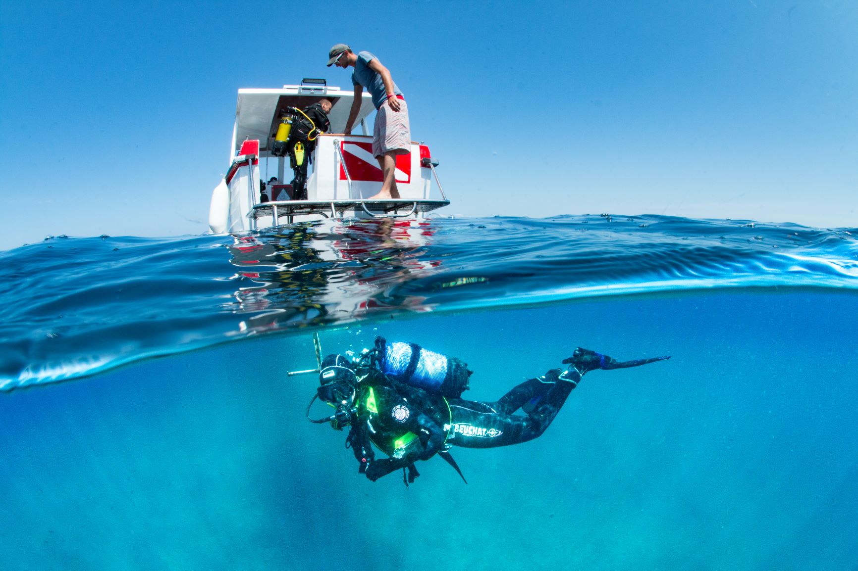 Diver under the boat
